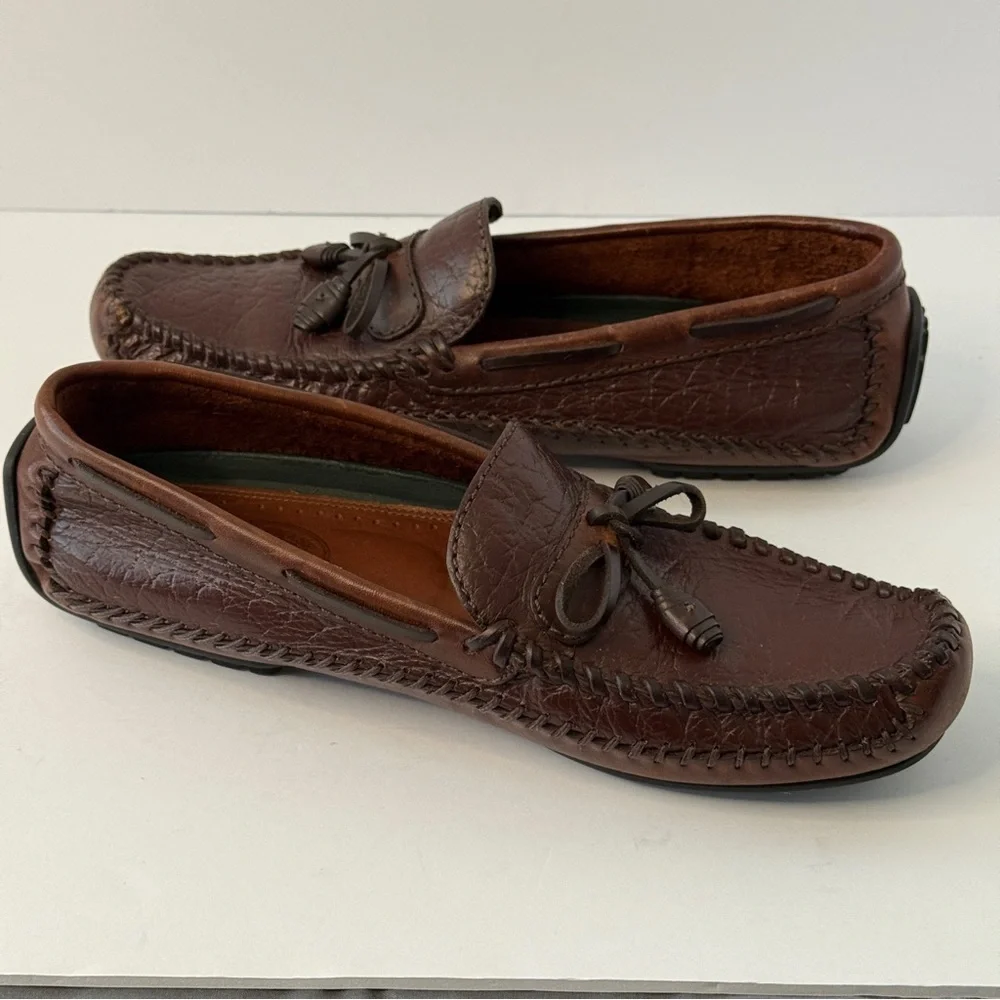 H.S. Trask Men's Brown Leather Driving Moccasin Loafers Size 8M